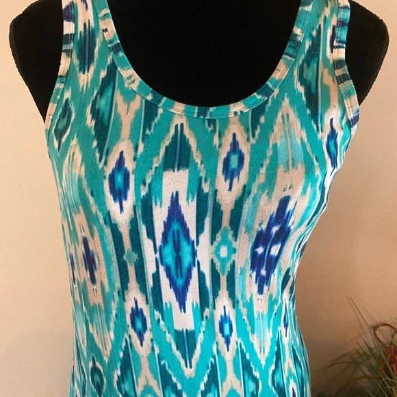 Cynthia Rowley tank knit maxi dress ikat racerback sz Small - Picture 4 of 5